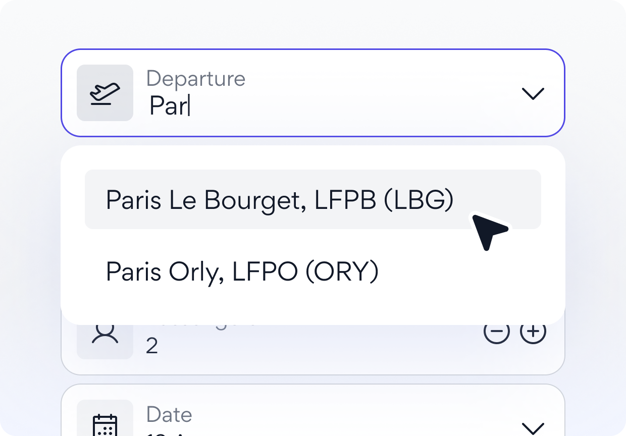 Browse available private flight routes and dates on MySky